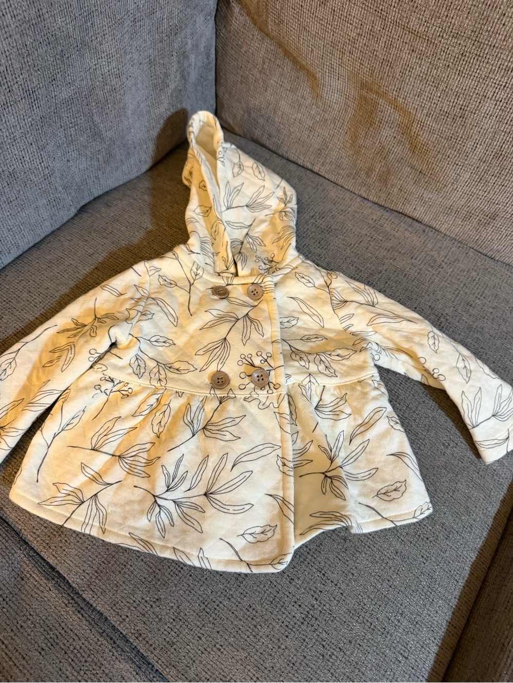 Carter's Cream Hooded Floral-Print Pea Coat